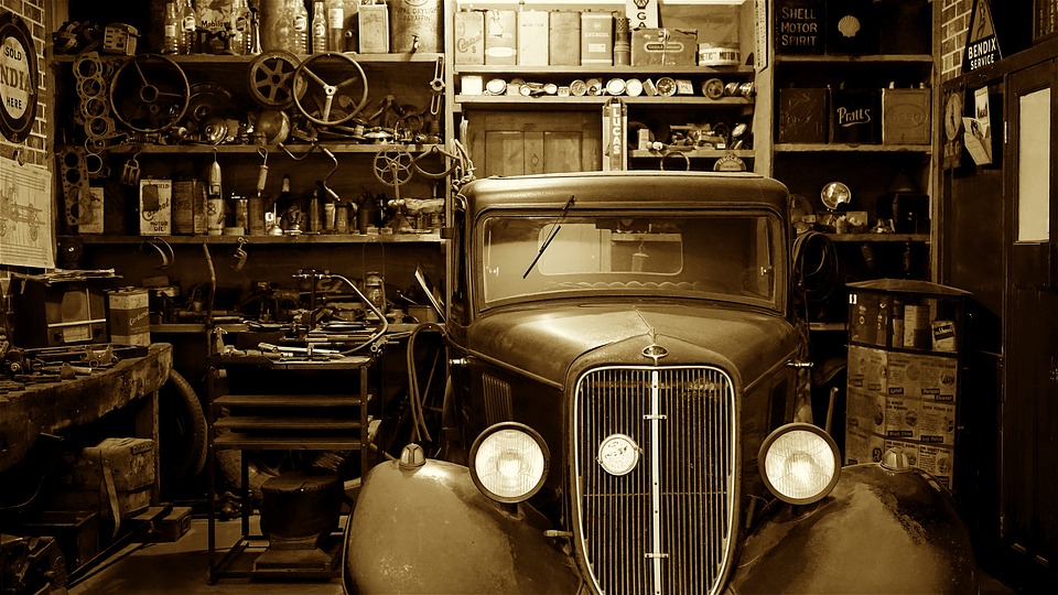 Antique automobile repair shop